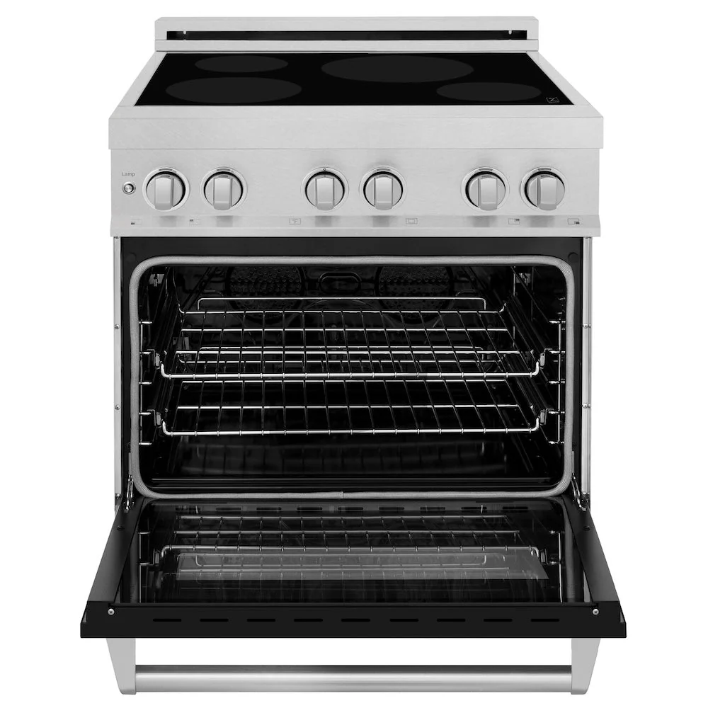 ZLINE 30 in. 4.0 cu. ft. Legacy Induction Range with 4 Element Cooktop and Electric Oven in Satin Stainless Steel and Black Matte Door, Open Box-Good Condition - Image 7