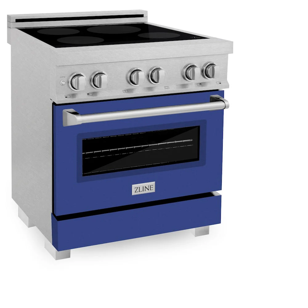 ZLINE 30 in. 4.0 cu. ft. Legacy Induction Range with 4 Element Cooktop and Electric Oven in Satin Stainless Steel and Blue Matte Door, Open Box-Good Condition - Image 3