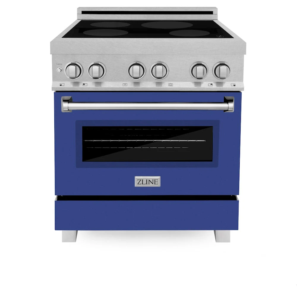 ZLINE 30 in. 4.0 cu. ft. Legacy Induction Range with 4 Element Cooktop and Electric Oven in Satin Stainless Steel and Blue Matte Door, Open Box-Good Condition - Image 6