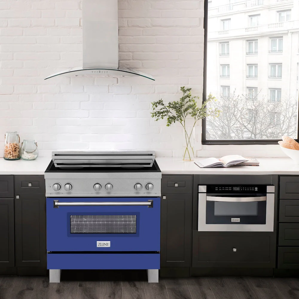 ZLINE 36 in. 4.6 cu. ft. Legacy Induction Range with 5 Element Cooktop and Electric Oven in Satin Stainless Steel and Blue Matte Door, Open Box-Good Condition - Image 19