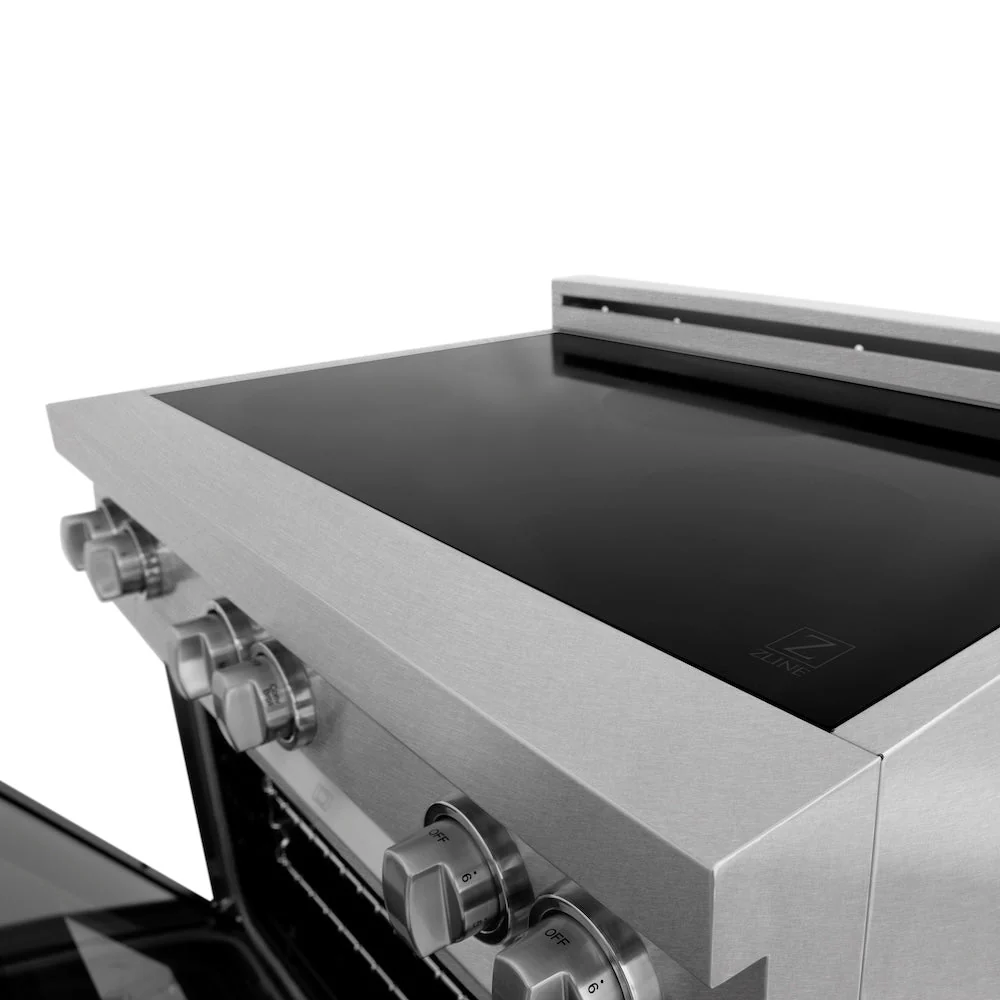 ZLINE 36 in. 4.6 cu. ft. Legacy Induction Range with 5 Element Cooktop and Electric Oven in Satin Stainless Steel and Red Matte Door, Open Box-Good Condition - Image 10