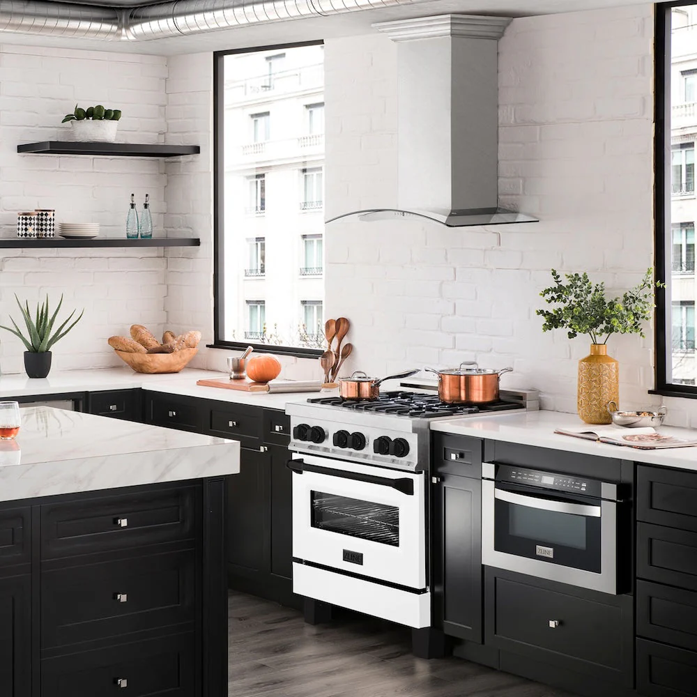 ZLINE Autograph Edition 30 in. 4.0 cu. ft. Legacy Dual Fuel Range with 4 Burner Gas Cooktop and Electric Convection Oven in Satin Stainless Steel with White Matte Door and Matte Black Accents, Open Box-Good Condition - Image 18