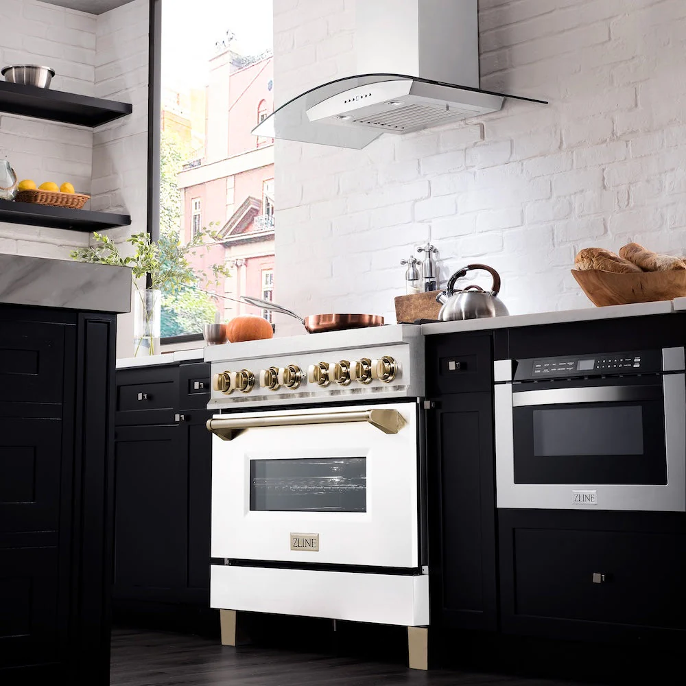 ZLINE Autograph Edition 36 in. 4.6 cu. ft. Legacy Dual Fuel Range with 6 Burner Gas Cooktop and Electric Convection Oven in Satin Stainless Steel with White Matte Door and Polished Gold Accents, Open Box-Good Condition - Image 11