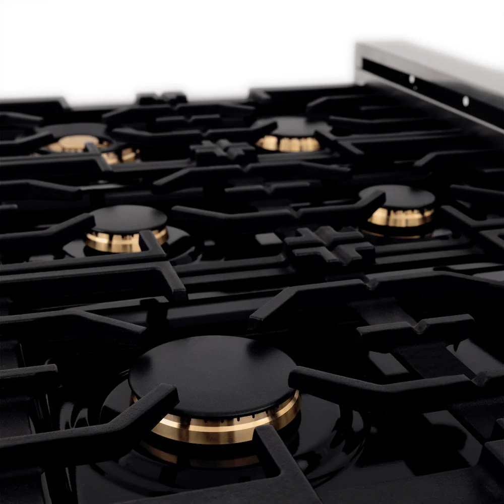 ZLINE Autograph Edition 36 in. 4.6 cu. ft. Legacy Dual Fuel Range with 6 Burner Gas Cooktop and Electric Convection Oven in Satin Stainless Steel with White Matte Door and Matte Black Accents, Open Box-Good Condition - Image 10