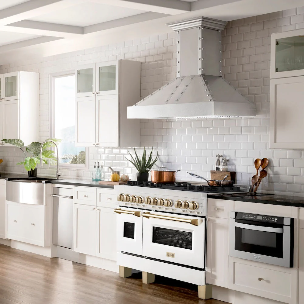 ZLINE Autograph Edition 48 in. 6.0 cu. ft. Legacy Dual Fuel Range with 7 Burner Gas Cooktop and 2 Electric Ovens in Satin Stainless Steel with White Matte Doors and Polished Gold Accents, Open Box-Good Condition - Image 15