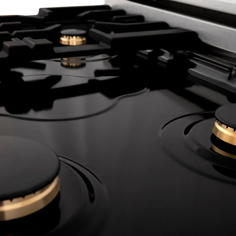 ZLINE Autograph Edition 60 in. 7.4 cu. ft. Legacy Dual Fuel Range with 9 Burner Gas Cooktop and 2 Electric Convection Ovens in Satin Stainless Steel with White Matte Doors and Matte Black Accents, Open Box-Good Condition - Image 10