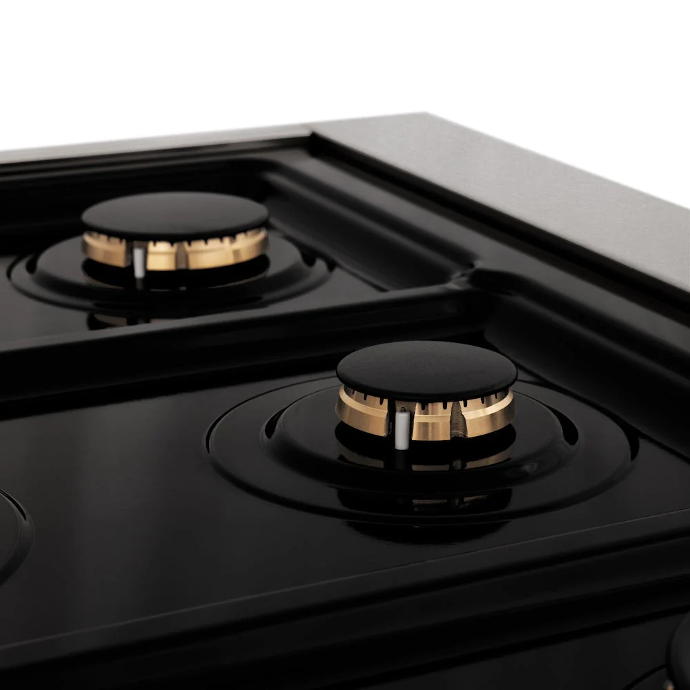 ZLINE Autograph Edition 60 in. 7.4 cu. ft. Legacy Dual Fuel Range with 9 Burner Gas Cooktop and 2 Electric Convection Ovens in Satin Stainless Steel with White Matte Doors and Matte Black Accents, Open Box-Good Condition - Image 8