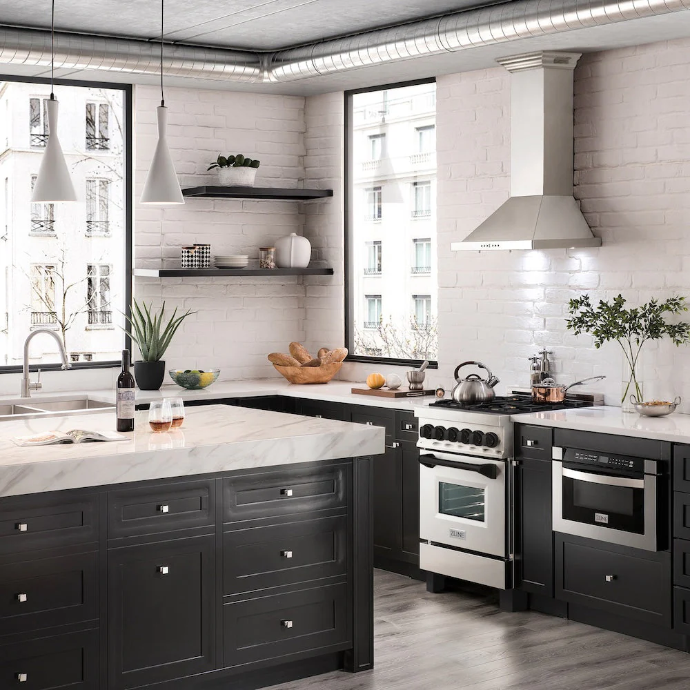 ZLINE Autograph Edition 24 in. 2.8 cu. ft. Legacy Dual Fuel Range with 4 Burner Gas Cooktop and Electric Convection Oven in Stainless Steel and Matte Black Accents, Open Box-Good Condition - Image 2