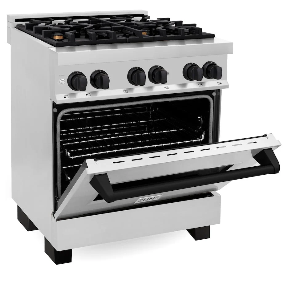 ZLINE Autograph Edition 30 in. 4.0 cu. ft. Legacy Dual Fuel Range with 4 Burner Gas Cooktop and Electric Convection Oven in Stainless Steel and Matte Black Accents, Open Box-Good Condition - Image 5