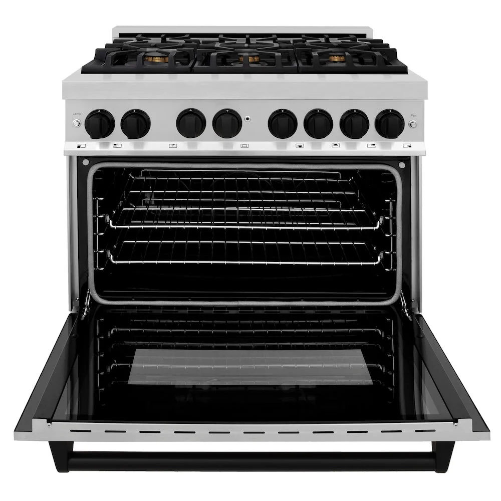 ZLINE Autograph Edition 36 in. 4.6 cu. ft. Legacy Dual Fuel Range with 6 Burner Gas Cooktop and Electric Convection Oven in Stainless Steel and Matte Black Accents, Open Box-Good Condition - Image 10