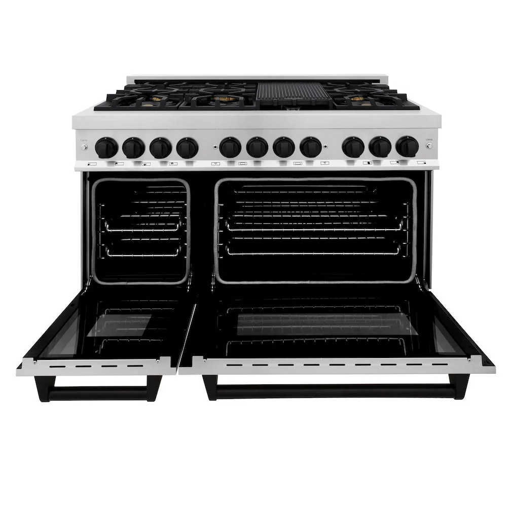 ZLINE Autograph Edition 48 in. 6.0 cu. ft. Legacy Dual Fuel Range with 7 Burner Gas Cooktop and 2 Electric Ovens in Stainless Steel and Matte Black Accents, Open Box-Good Condition - Image 10