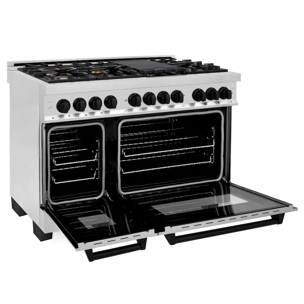 ZLINE Autograph Edition 48 in. 6.0 cu. ft. Legacy Dual Fuel Range with 7 Burner Gas Cooktop and 2 Electric Ovens in Stainless Steel and Matte Black Accents, Open Box-Good Condition - Image 6