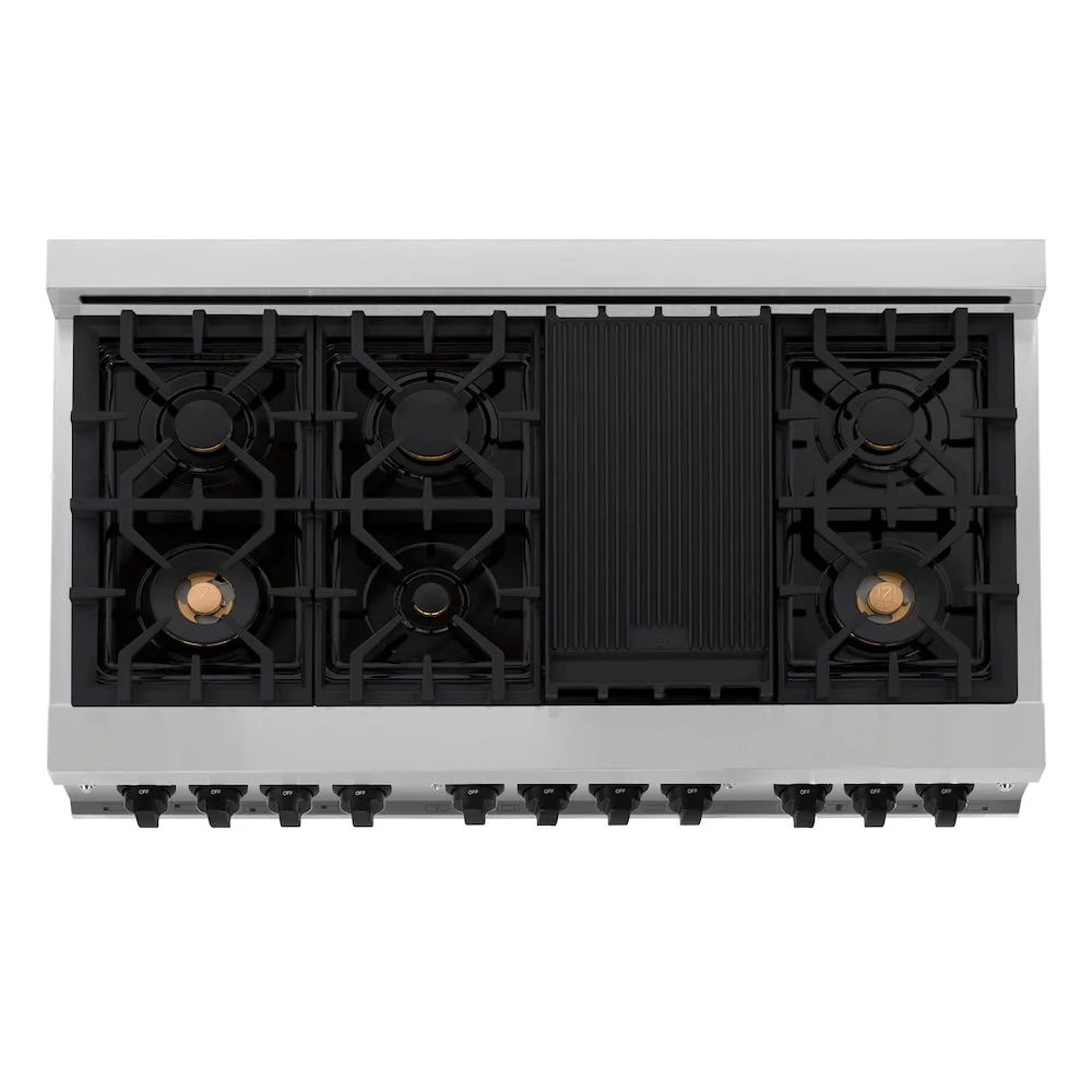 ZLINE Autograph Edition 48 in. 6.0 cu. ft. Legacy Dual Fuel Range with 7 Burner Gas Cooktop and 2 Electric Ovens in Stainless Steel and Matte Black Accents, Open Box-Good Condition - Image 7