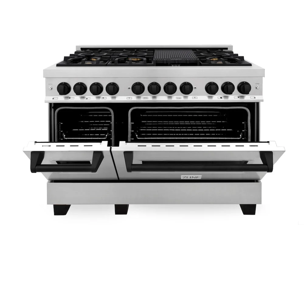 ZLINE Autograph Edition 48 in. 6.0 cu. ft. Legacy Dual Fuel Range with 7 Burner Gas Cooktop and 2 Electric Ovens in Stainless Steel and Matte Black Accents, Open Box-Good Condition - Image 8