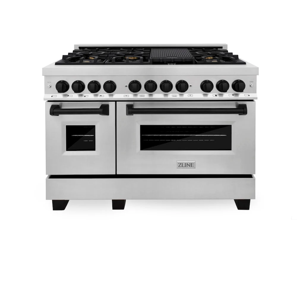 ZLINE Autograph Edition 48 in. 6.0 cu. ft. Legacy Dual Fuel Range with 7 Burner Gas Cooktop and 2 Electric Ovens in Stainless Steel and Matte Black Accents, Open Box-Good Condition - Image 9