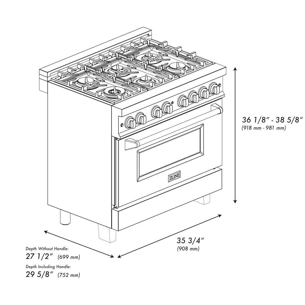 ZLINE Autograph Edition 36 in. 4.6 cu. ft. Legacy Dual Fuel Range with 6 Burner Gas Cooktop and Electric Convection Oven in Stainless Steel with White Matte Door and Polished Gold Accents, Open Box-Good Condition - Image 17