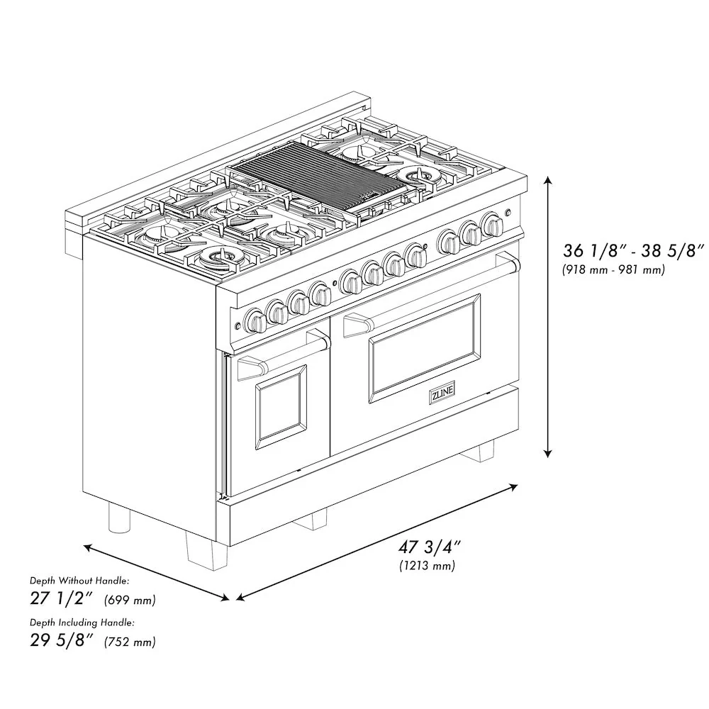 ZLINE Autograph Edition 48 in. 6.0 cu. ft. Legacy Dual Fuel Range with 7 Burner Gas Cooktop and 2 Electric Ovens in Stainless Steel with White Matte Doors and Champagne Bronze Accents, Open Box-Good Condition - Image 10