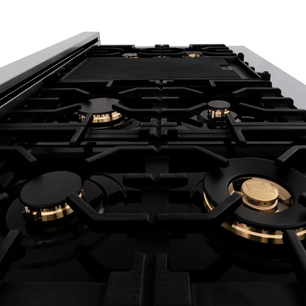 ZLINE Autograph Edition 48 in. 6.0 cu. ft. Legacy Dual Fuel Range with 7 Burner Gas Cooktop and 2 Electric Ovens in Stainless Steel with White Matte Doors and Polished Gold Accents, Open Box-Good Condition - Image 8