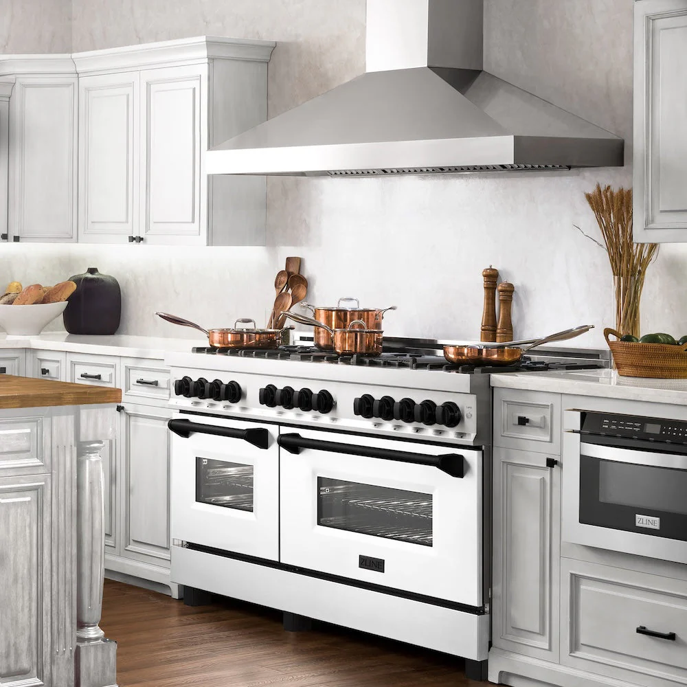 ZLINE Autograph Edition 60 in. 7.4 cu. ft. Legacy Dual Fuel Range with 9 Burner Gas Cooktop and 2 Electric Convection Ovens in Stainless Steel with White Matte Doors and Matte Black Accents, Open Box-Good Condition - Image 23