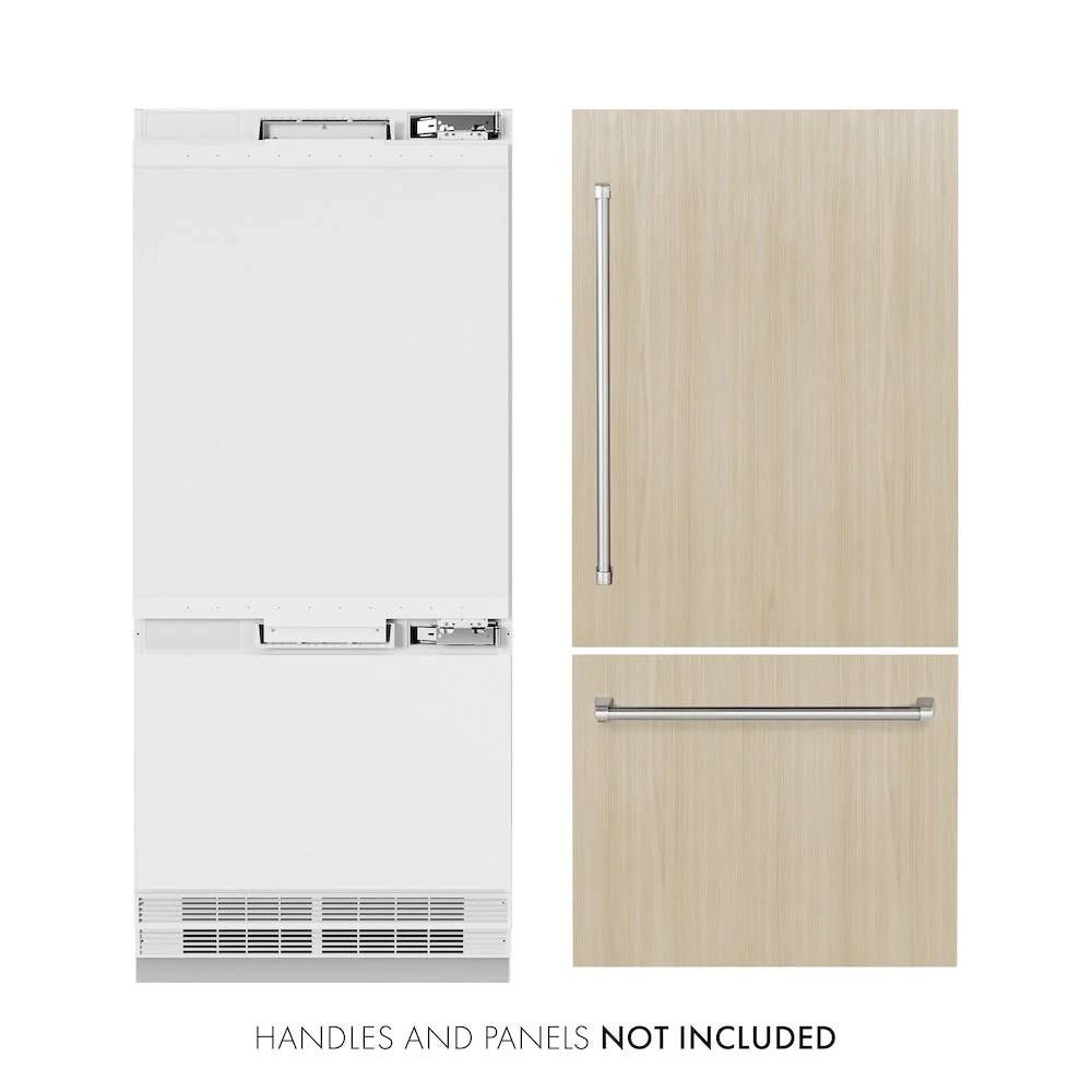 ZLINE 36 in. 19.8 cu. ft. Panel Ready Built-In Bottom Freezer Refrigerator with Water Dispenser and Ice Maker, Open Box-Good Condition