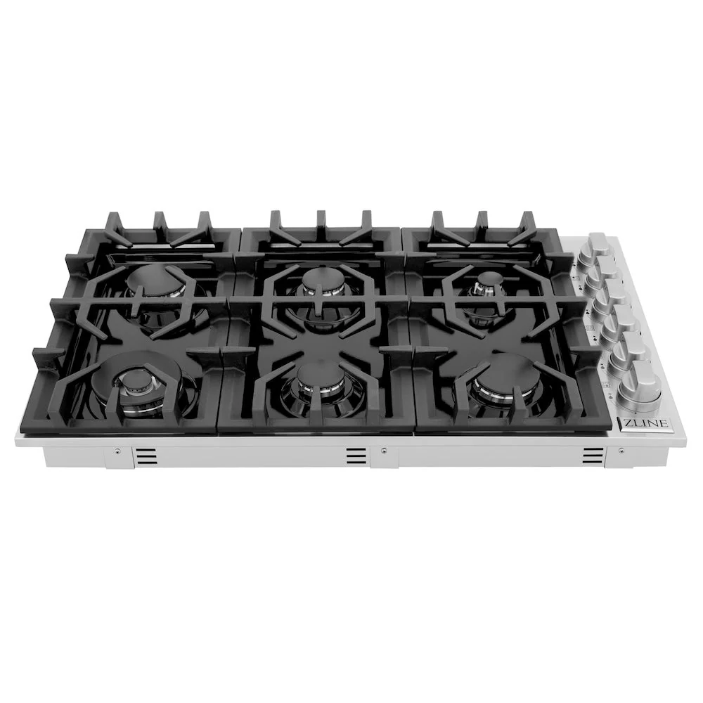 ZLINE 36 in. Gas Cooktop with 6 Burners and Black Porcelain Top, Open Box-Good Condition - Image 3