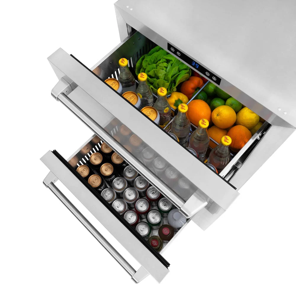 ZLINE 24 in. Touchstone 168 Can Outdoor-Rated Dual Refrigerator Drawer with Stainless Steel Doors, Open Box-Good Condition - Image 13