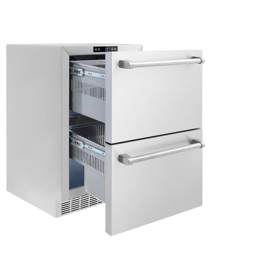 ZLINE 24 in. Touchstone 168 Can Outdoor-Rated Dual Refrigerator Drawer with Stainless Steel Doors, Open Box-Good Condition - Image 4