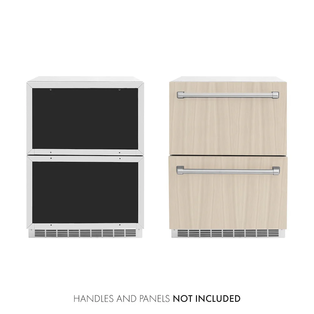 ZLINE 24 in. Touchstone 168 Can Outdoor-Rated Dual Refrigerator Drawer with Panel-Ready Doors, Open Box-Good Condition