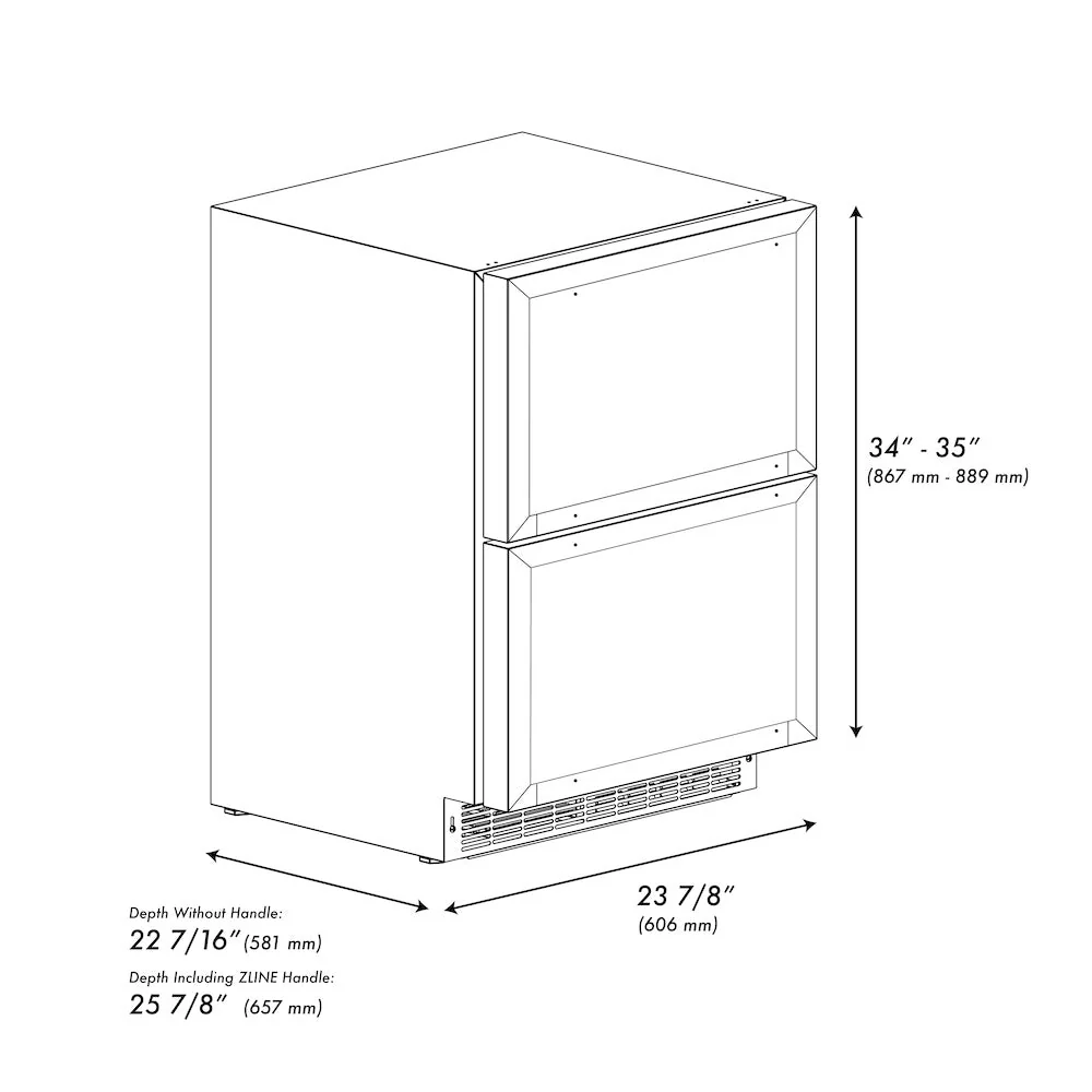 ZLINE 24 in. Touchstone 168 Can Outdoor-Rated Dual Refrigerator Drawer with Panel-Ready Doors, Open Box-Good Condition - Image 20