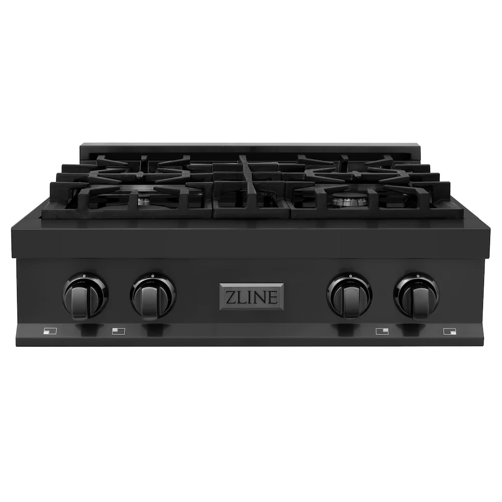 ZLINE 30 in. Classic Gas Rangetop with 4 Burners and Porcelain Cooktop in Black Stainless Steel, Open Box-Good Condition - Image 4