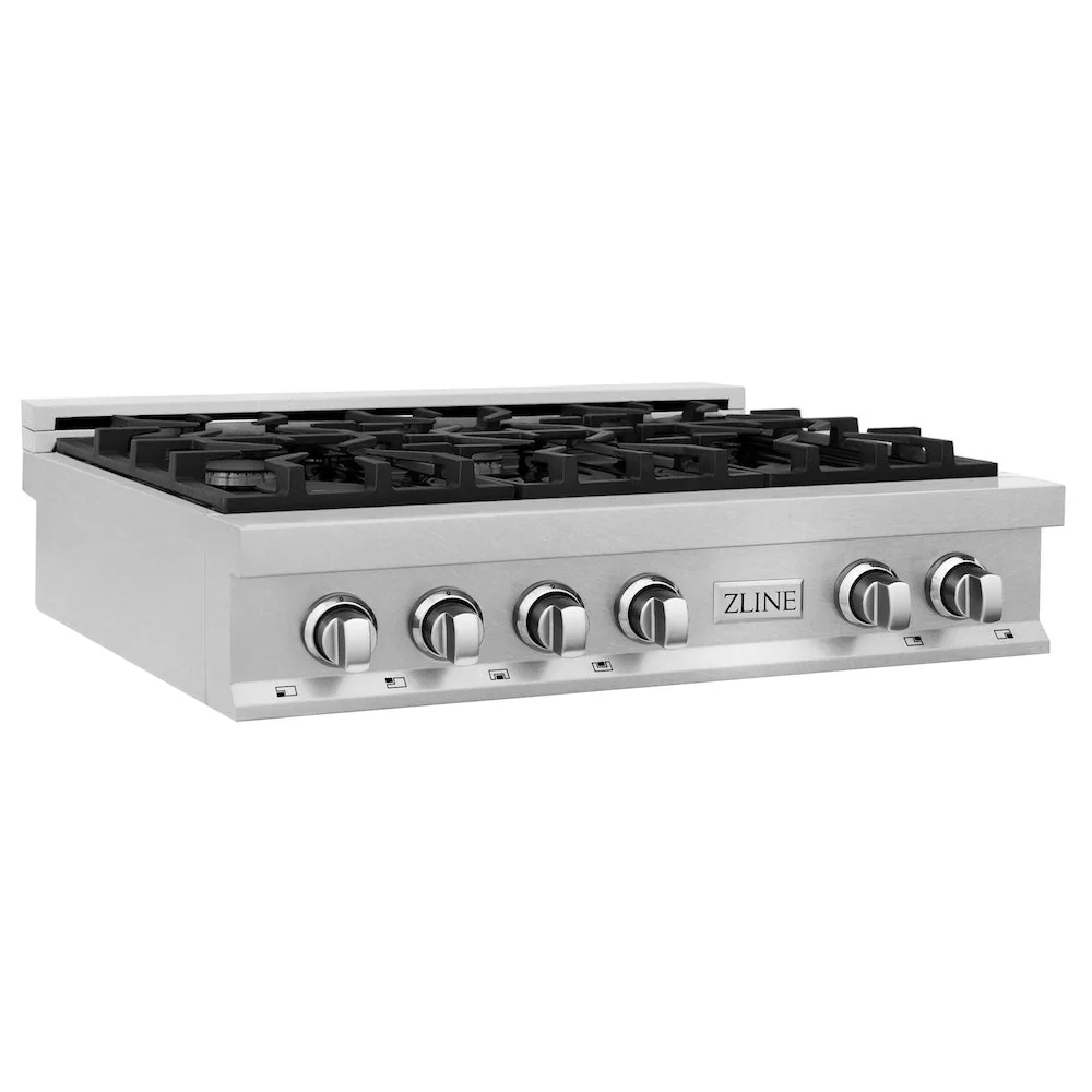 ZLINE 36 in. Legacy Gas Rangetop with 6 Burners and Porcelain Cooktop in Satin Stainless Steel, Open Box-Good Condition - Image 3