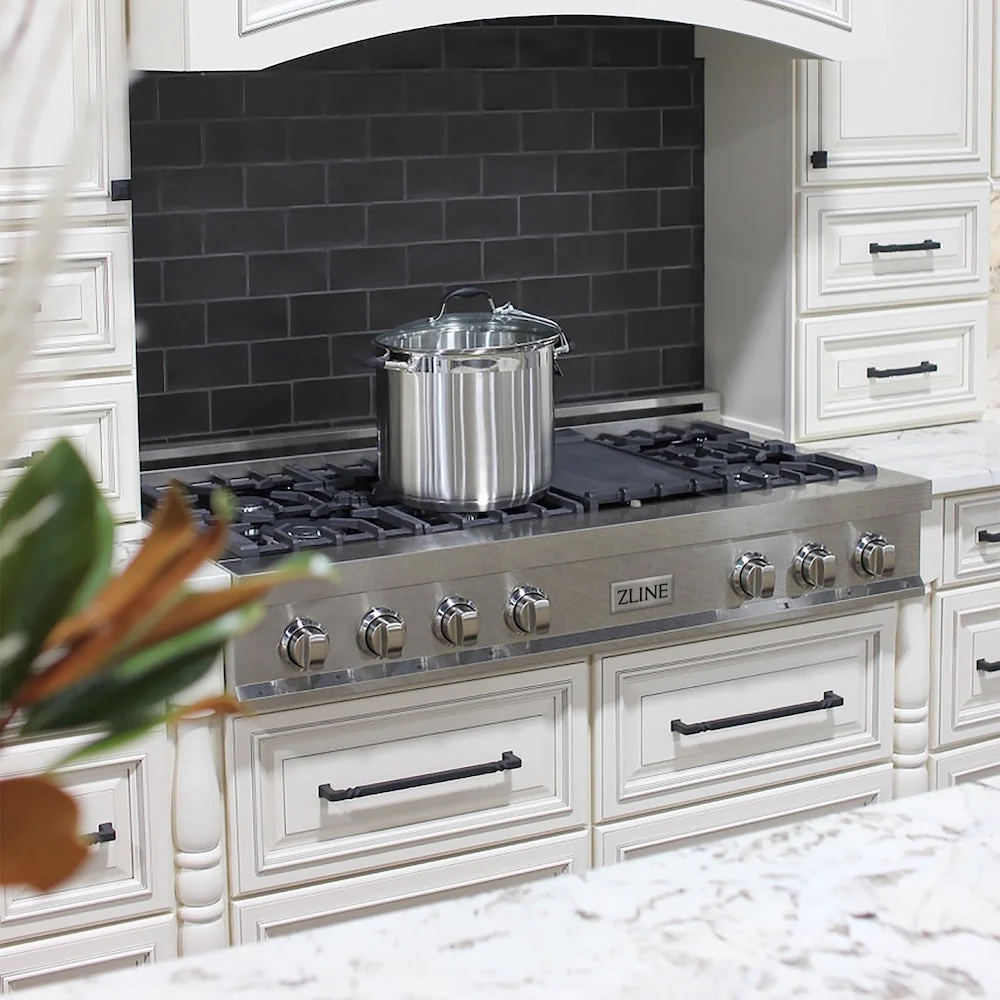 ZLINE 48 in. Legacy Gas Rangetop with 7 Burners and Porcelain Cooktop in Satin Stainless Steel, Open Box-Good Condition - Image 2
