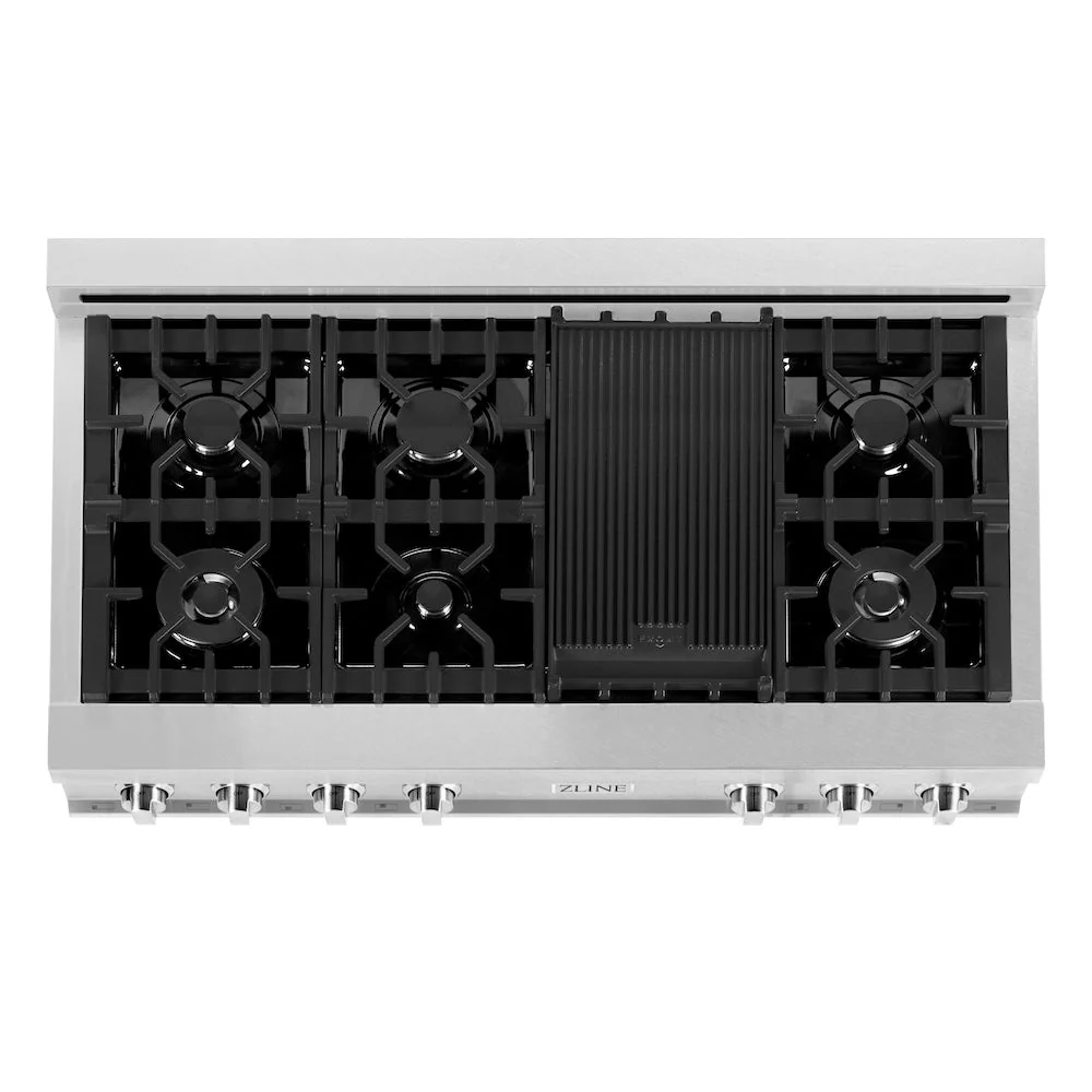 ZLINE 48 in. Legacy Gas Rangetop with 7 Burners and Porcelain Cooktop in Satin Stainless Steel, Open Box-Good Condition - Image 3