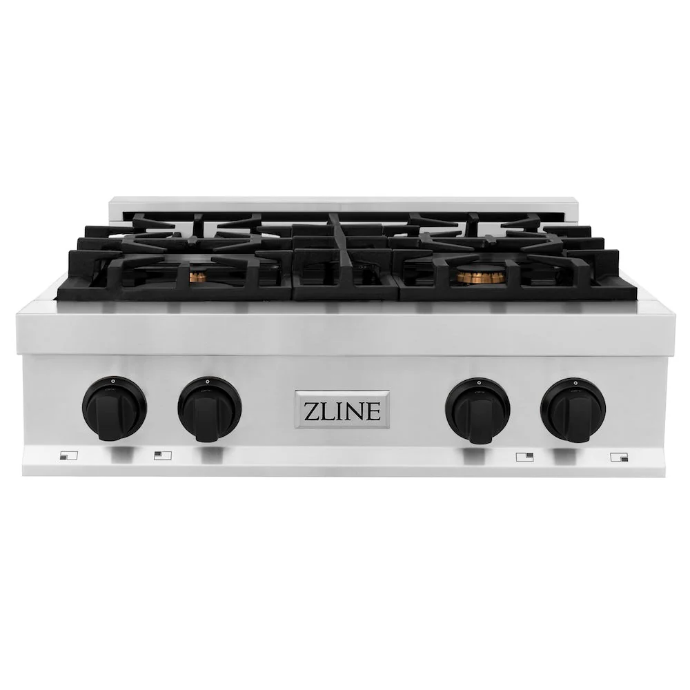 ZLINE Autograph Edition 30 in. Legacy Gas Rangetop with 4 Burners and Porcelain Cooktop in Stainless Steel with Matte Black Accents, Open Box-Good Condition - Image 6
