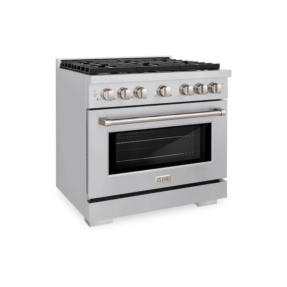 ZLINE 36 in. 5.2 cu. ft. Paramount Dual Fuel Range with 6 Burner Gas Cooktop and Electric Convection Oven in Stainless Steel, Open Box-Good Condition