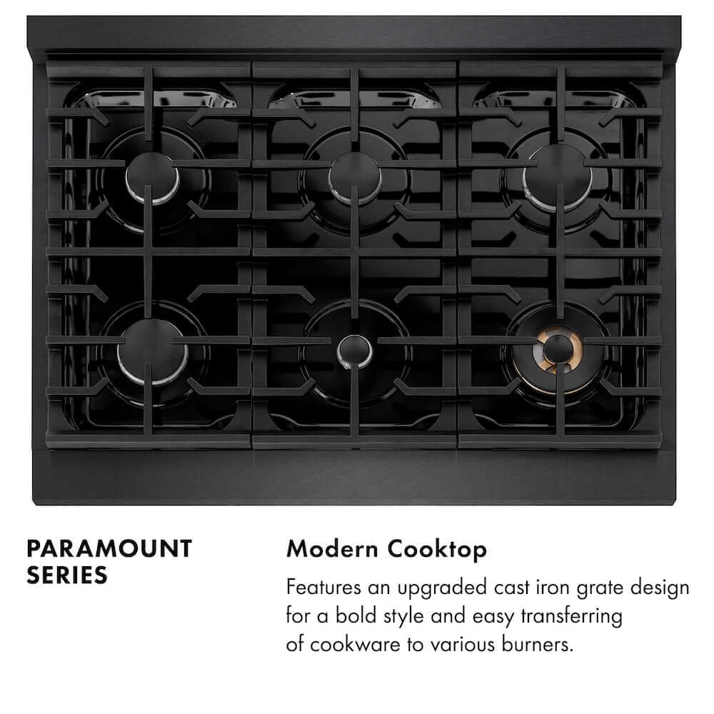 ZLINE 36 in. 5.2 cu. ft. Paramount Dual Fuel Range with 6 Burner Gas Cooktop and Electric Convection Oven in Black Satin Stainless Steel, Open Box-Good Condition - Image 4