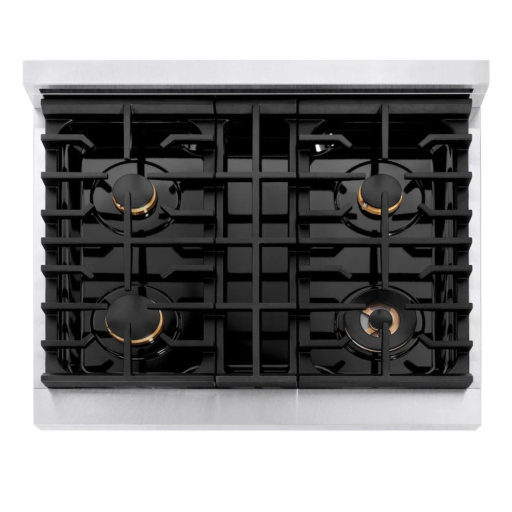 ZLINE Autograph Edition 30 in. 4.2 cu. ft. Paramount Dual Fuel Range with 4 Burner Gas Cooktop and Electric Convection Oven in Satin Stainless Steel with White Matte Door and Matte Black Accents, Open Box-Good Condition - Image 6