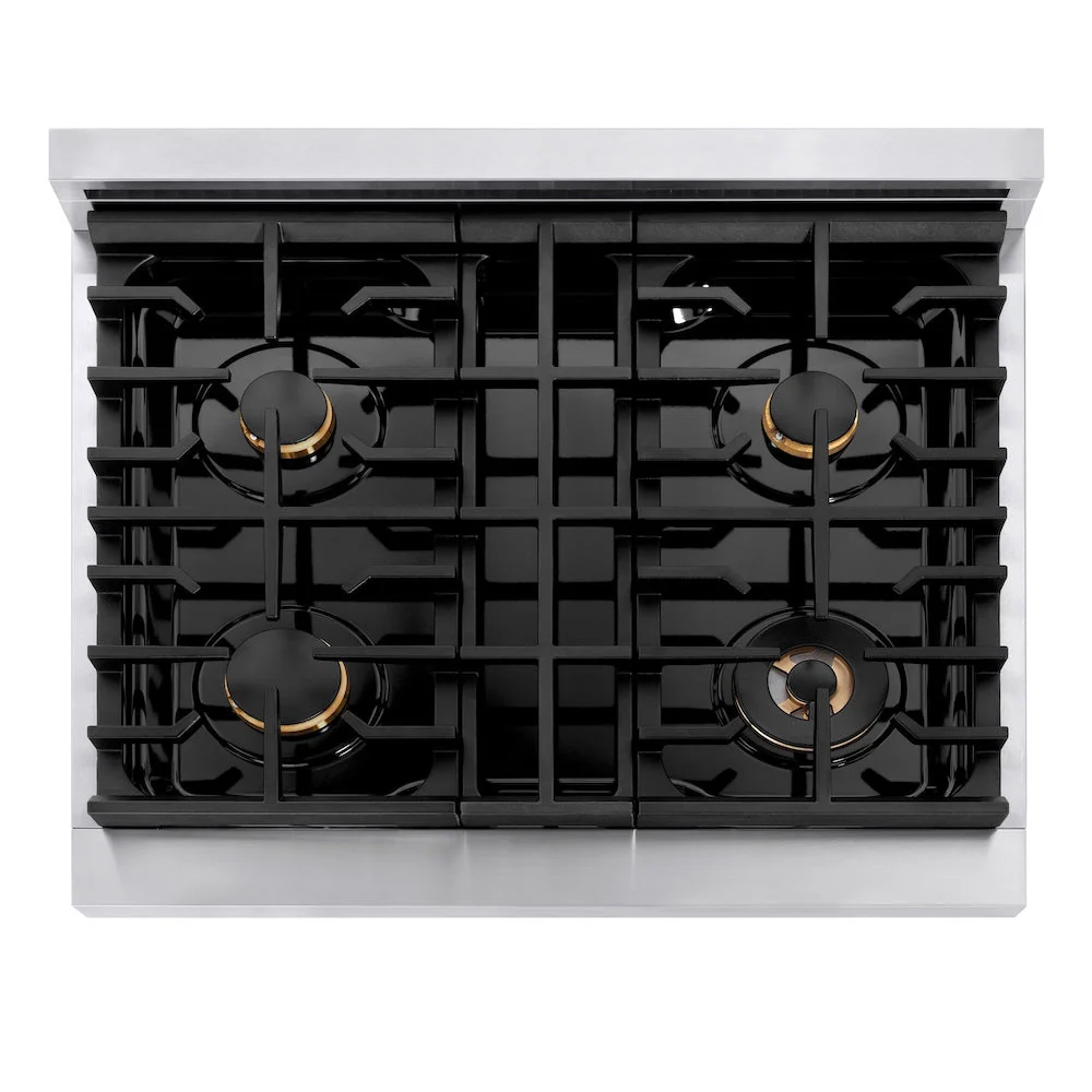ZLINE Autograph Edition 30 in. 4.2 cu. ft. Paramount Dual Fuel Range with 4 Burner Gas Cooktop and Electric Convection Oven in Stainless Steel with Matte Black Accents, Open Box-Good Condition - Image 6