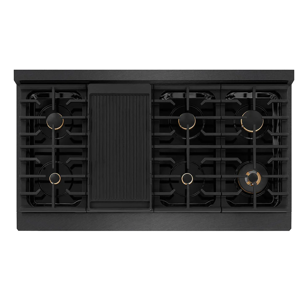 ZLINE Designer Collection 48 in. 6.7 cu. ft. Paramount Double Oven Gas Range with 8 Burner Cooktop in Black Satin Stainless Steel with Matte Black and Champagne Bronze Accents, Open Box-Good Condition - Image 7