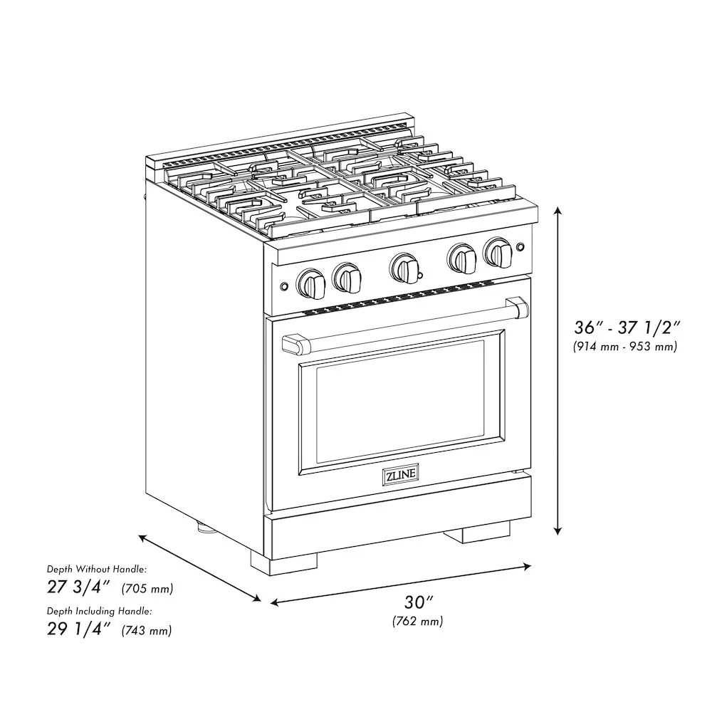 ZLINE Autograph Edition 30 in. 4.2 cu. ft. Paramount Gas Range with 4 Burner Cooktop and Convection Gas Oven in Satin Stainless Steel with White Matte Door and Polished Gold Accents, Open Box-Good Condition - Image 10