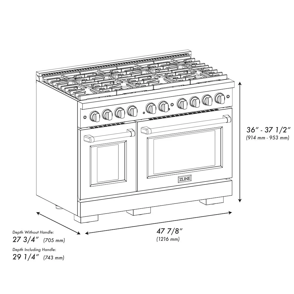 ZLINE Autograph Edition 48 in. 6.7 cu. ft. Paramount Double Oven Gas Range with 8 Burner Cooktop in Satin Stainless Steel with White Matte Doors and Polished Gold Accents, Open Box-Good Condition - Image 11