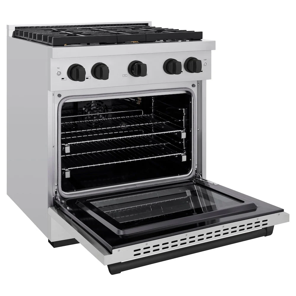 ZLINE Autograph Edition 30 in. 4.2 cu. ft. Paramount Gas Range with 4 Burner Cooktop and Convection Gas Oven in Stainless Steel and Matte Black Accents, Open Box-Good Condition - Image 5