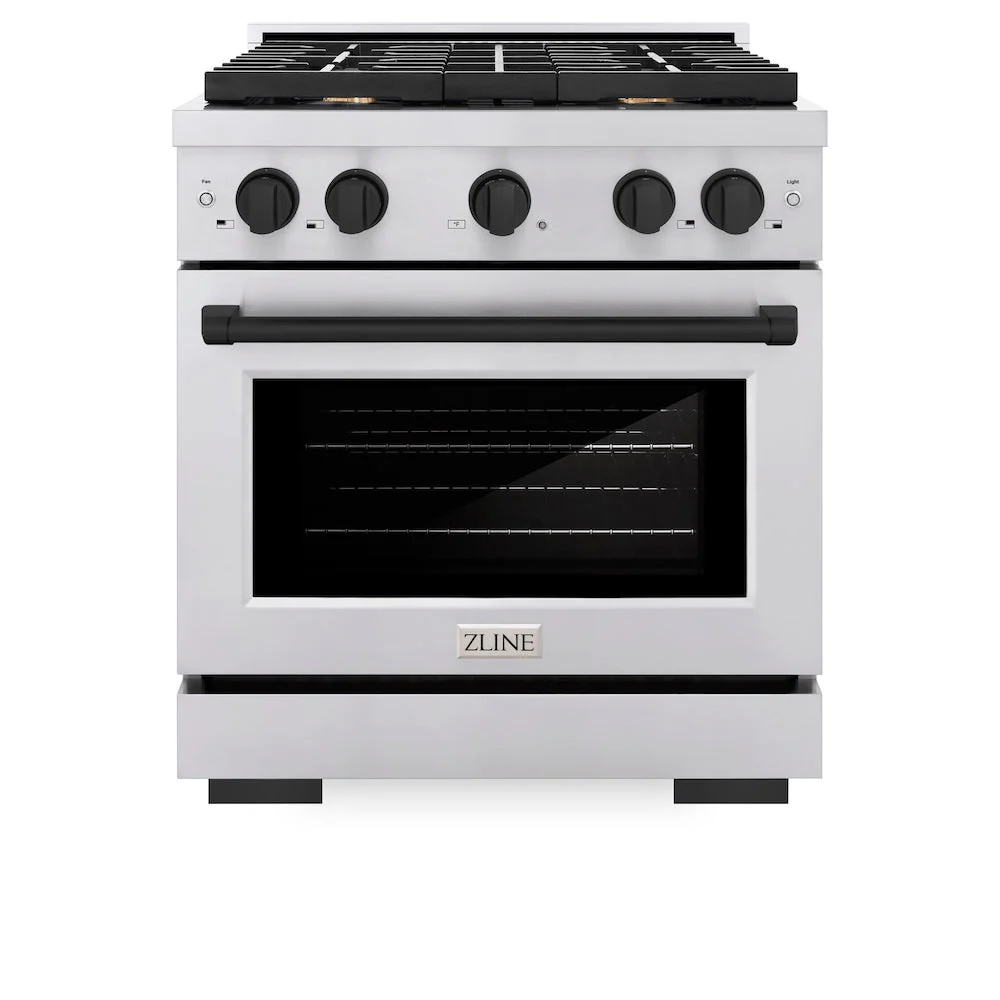 ZLINE Autograph Edition 30 in. 4.2 cu. ft. Paramount Gas Range with 4 Burner Cooktop and Convection Gas Oven in Stainless Steel and Matte Black Accents, Open Box-Good Condition - Image 7