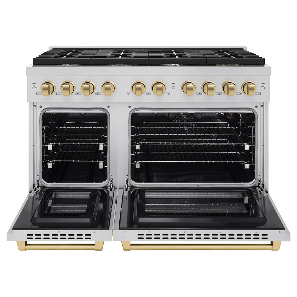 ZLINE Autograph Edition 48 in. 6.7 cu. ft. Paramount Double Oven Gas Range with 8 Burner Cooktop in Stainless Steel and Champagne Bronze Accents, Open Box-Good Condition - Image 10