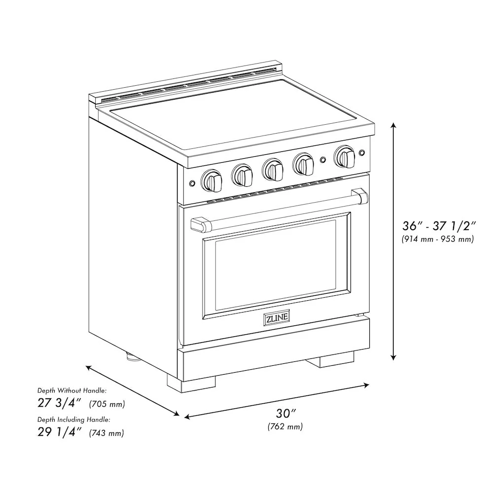 ZLINE Autograph Edition 30 in. 4.2 cu. ft. Paramount Induction Range with 4 Element Cooktop and Electric Convection Oven in Black Stainless Steel with Champagne Bronze Accents, Open Box-Good Condition - Image 13