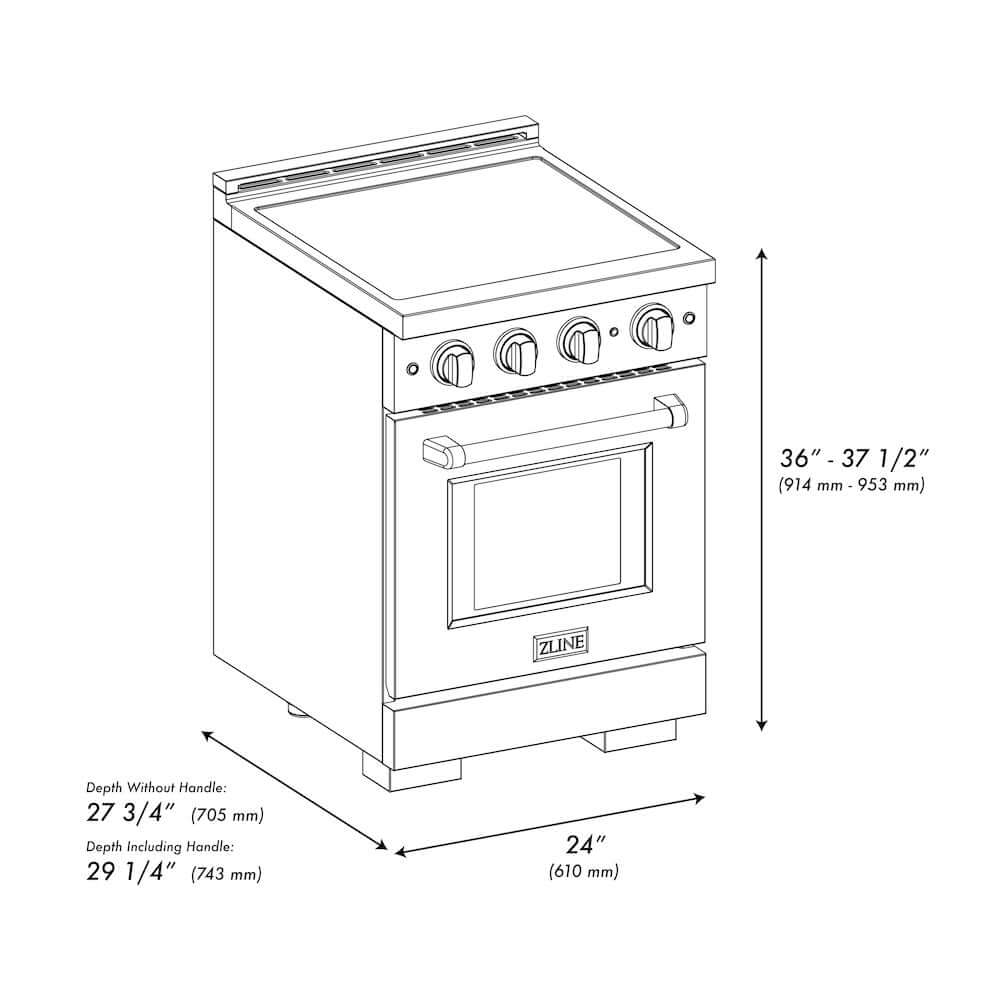 ZLINE Autograph Edition 24 in. 3.2 cu. ft. Paramount Induction Range with 3 Element Cooktop and Electric Convection Oven in Stainless Steel with White Matte Door and Champagne Bronze Accents, Open Box-Good Condition - Image 13