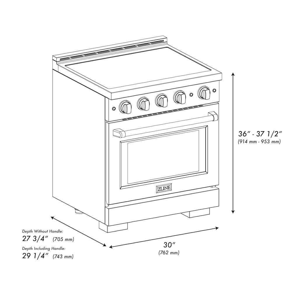 ZLINE Autograph Edition 30 in. 4.2 cu. ft. Paramount Induction Range with 4 Element Cooktop and Electric Convection Oven in Stainless Steel with White Matte Door and Matte Black Accents, Open Box-Good Condition - Image 14