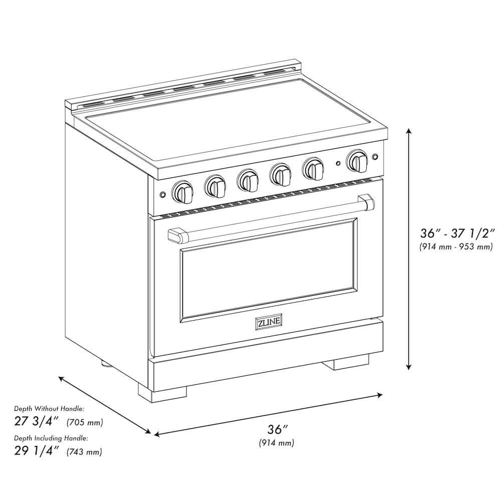 ZLINE Autograph Edition 36 in. 5.2 cu. ft. Paramount Induction Range with 5 Element Cooktop and Electric Convection Oven in Stainless Steel with White Matte Door and Polished Gold Accents, Open Box-Good Condition - Image 13