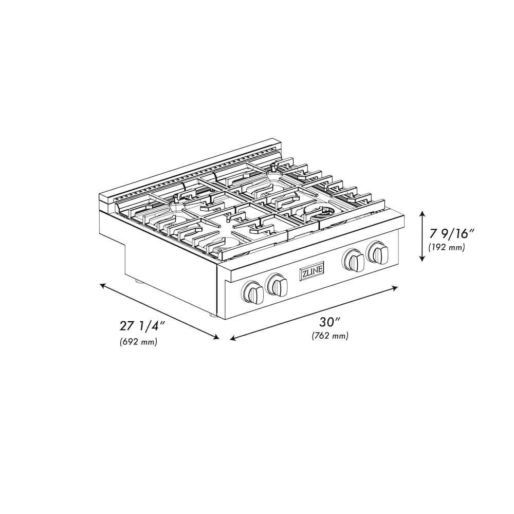 ZLINE Autograph Edition 30 in. Paramount Gas Rangetop with 4 Burners and Porcelain Cooktop in Black Satin Stainless Steel with Polished Gold Accents, Open Box-Good Condition - Image 10