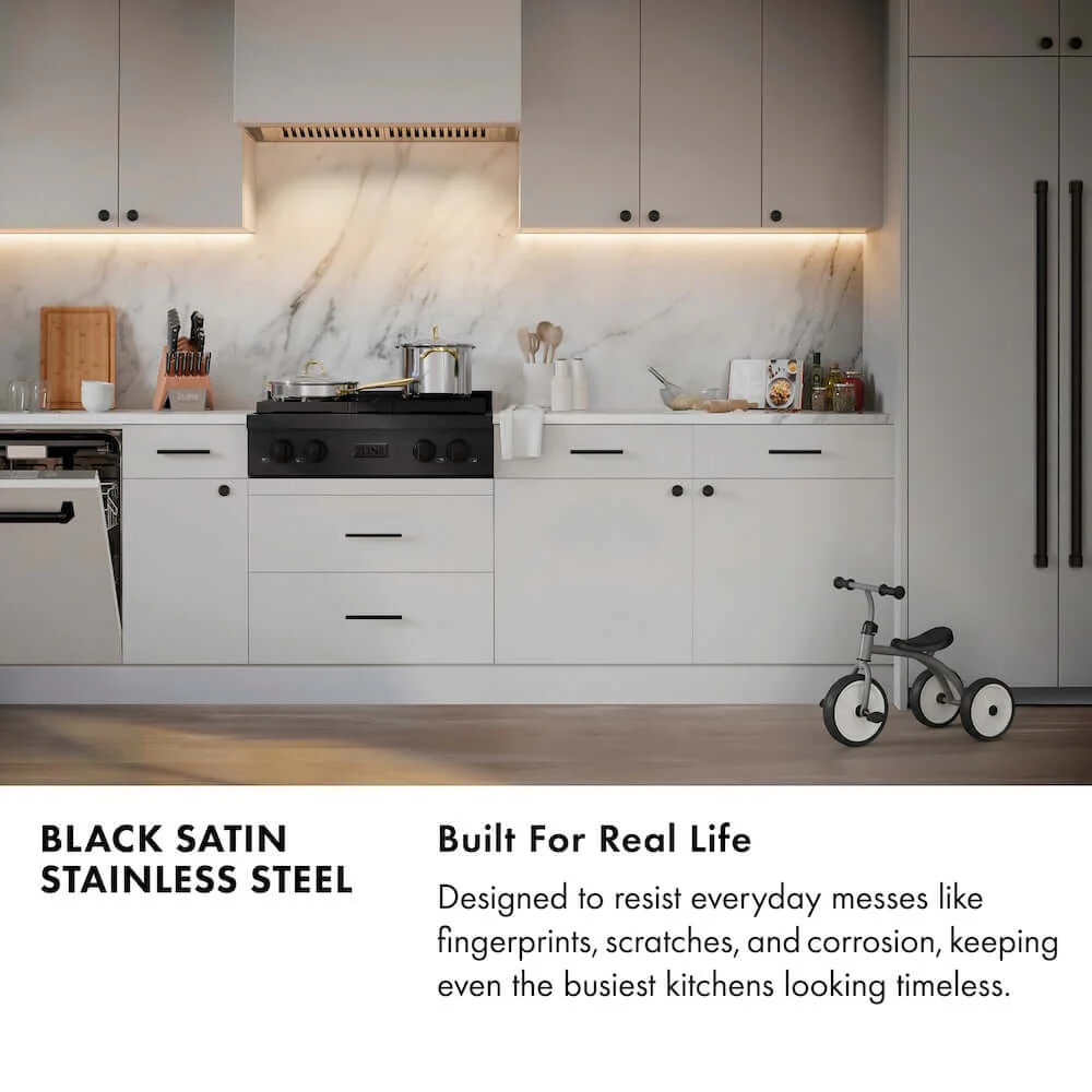 ZLINE Designer Collection 36 in. Paramount Gas Rangetop with 6 Burners in Black Satin Stainless Steel with Matte Black and Champagne Bronze Accents, Open Box-Good Condition - Image 3